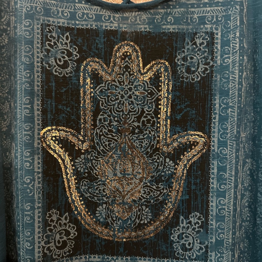 Maurices Teal Tank Top with Embroidered Design - Picture 2 of 5